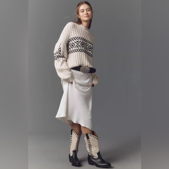 Frye NWT Black White Billy Pull On Studded Heeled Western Cowboy Boots (Size 9) - Picture 2 of 5